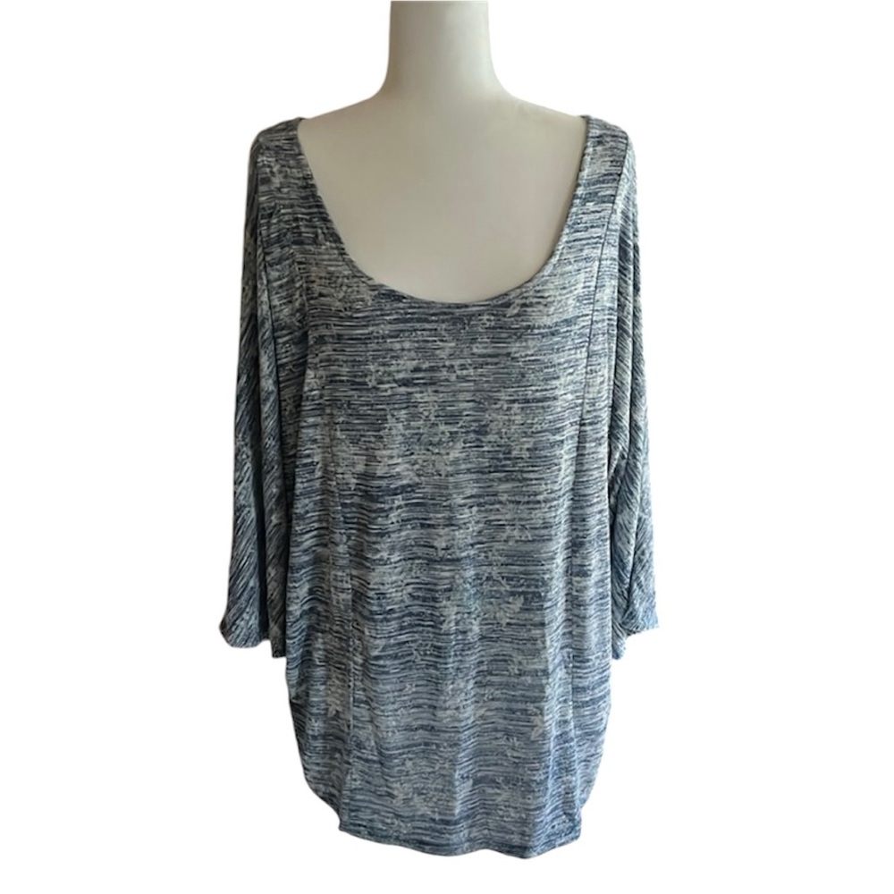 Faded Glory Space-Dye Shimmery Cut Out Back Metallic Tunic Top Size 2X (18W-20W)